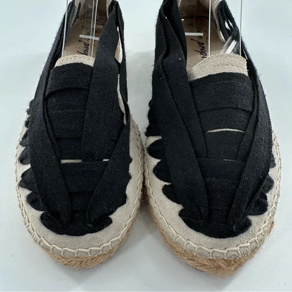 Free people flats 36 6 black beige suede dorsay Espadrilles coastal granny